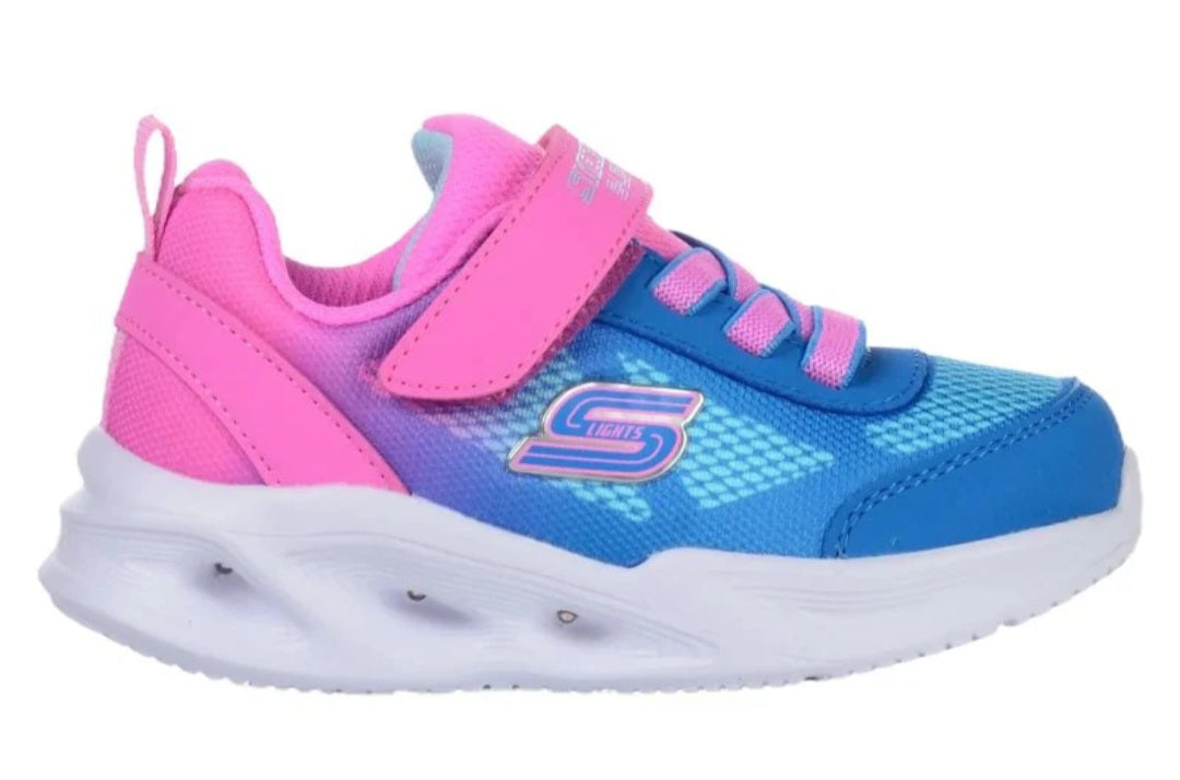 Skechers Sola Glow Ombre Delux Girls Velcro Trainer 303714 Finn Footwear