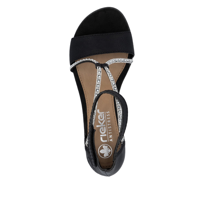 Rieker Ladies block Heel Velcro Sandal 64654-00