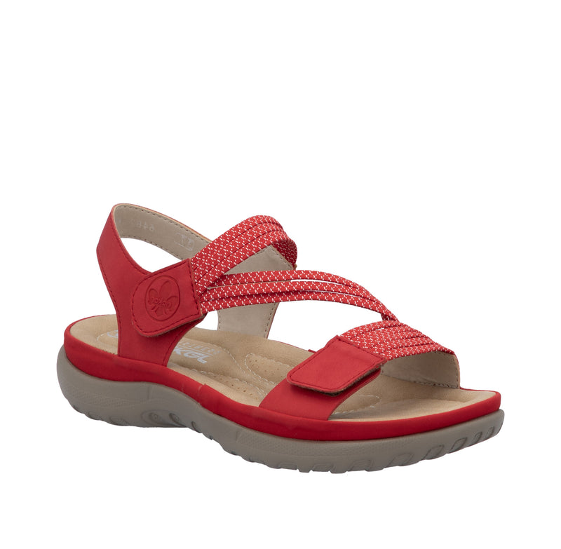 Rieker Ladies Low Wedge Velcro Sandal 64870-33