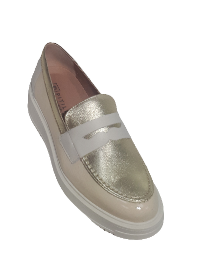 Pitillos Ladies Slip On Low Wedge Loafer Shoe 10384