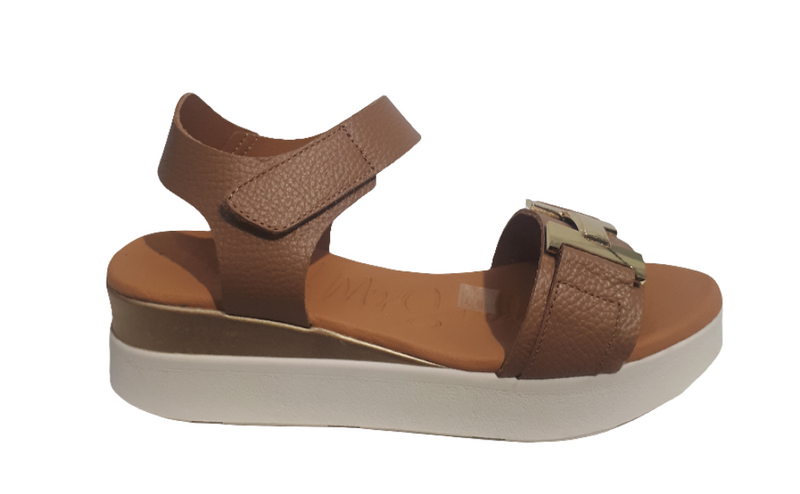 Oh My Sandals Ladies Low Wedge Velcro Sandal 5672