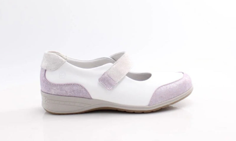 Suave Mary Jane White Ladies Velcro Strap Shoe 6088-00