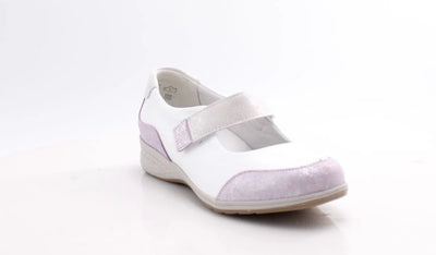 Suave Mary Jane White Ladies Velcro Strap Shoe 6088-00