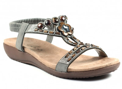 Lunar Malone Ladies T-Bar Flat Slip On Sandal JLH368