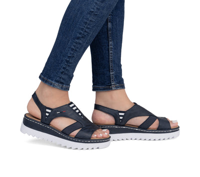 Rieker Ladies Slip On Low Wedge Sandal V44Y5-14