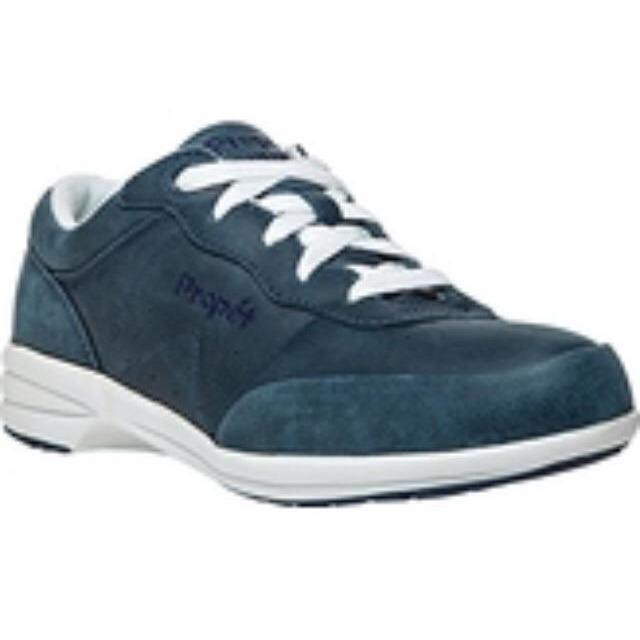 Propet Ladies Blue Leather Trainer Shoe W3840 - Finn Footwear