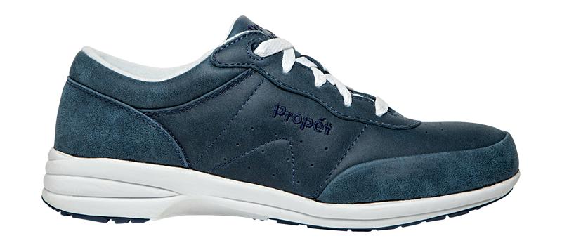 Propet Ladies Blue Leather Trainer Shoe W3840 - Finn Footwear